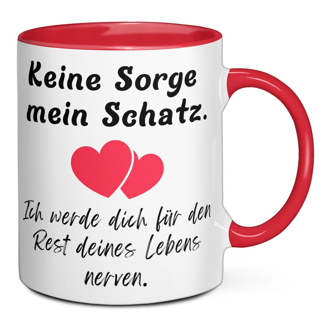 SpecialMe® Kaffeetasse „Keine Sorge Mama“ – Lustige Spruch-Tasse, Keramik, 325 Ml, Bordeaux Innen
